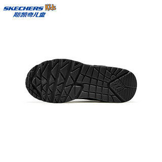 Skechers斯凯奇儿童鞋春秋款时尚复古休闲鞋中大童厚底耐磨运动鞋405715L 全黑色/BBK 33码