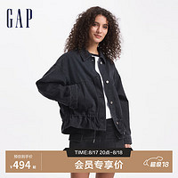 Gap女装2024秋季纯棉大口袋水洗牛仔外套简约百搭夹克637283 黑灰色 175/92A(XL) 亚洲尺码