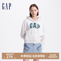 Gap女装2024秋季碳素软磨抓绒大字母logo连帽卫衣上衣634420 浅灰色 165/84A(M) 亚洲尺码