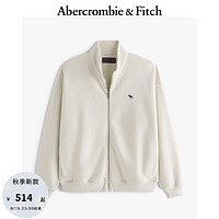 ABERCROMBIE & FITCH男装 24秋冬经典小麋鹿加绒立领全拉链开衫卫衣KI122-4256 奶油色 XL (180/116A)