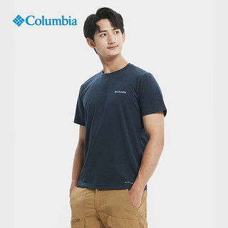 Columbia哥伦比亚户外速干衣男夏季纯色t恤衫防晒降温运动休闲短袖ae0805 藏蓝色/464 XXL