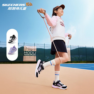 Skechers斯凯奇儿童春秋款男童时尚复古跑鞋中大童休闲时尚运动鞋405676L 女童/黑色/多彩色/BKMT 38码