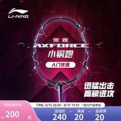 李宁 羽毛球拍雷霆小钢炮穿线单拍进攻型入门拍5U穿线AYPT307 黑色 5U  穿线