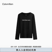 Calvin Klein Jeans24秋季女士休闲ck字母印花修身打底衫长袖T恤J224935 BEH-太空黑 M