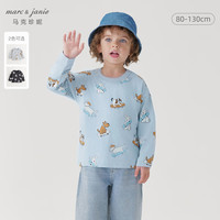 马克珍妮 marc & janie男童萌趣动物满印长袖T恤宝宝上衣纯棉儿童秋装240999 滑板小狗 80cm （身高74-80）