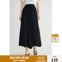 独束大码女装【双版型】夏高腰压褶半身裙微胖mm灵动轻盈百搭裙裤 曜石黑-裙裤 4