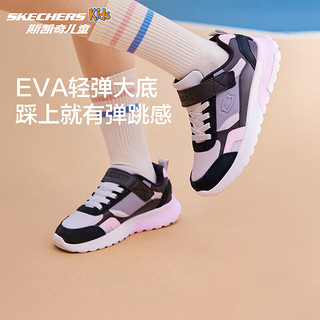 Skechers斯凯奇儿童春秋款男童时尚复古跑鞋中大童休闲时尚运动鞋405676L 女童/黑色/多彩色/BKMT 36码