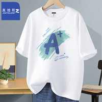 JEANSWEST Z+纯棉短袖t恤男款夏季ins港风趣味文字休闲百搭半袖上衣体恤衫 时尚文字A#白 2XL【体重140斤-160斤】