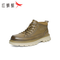 红蜻蜓 RED DRAGONFLY工装鞋男2024冬季系带圆头英伦复古擦色休闲鞋WJA34550