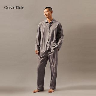 Calvin Klein内衣24秋季男士休闲ck字母满印纽扣翻领纯棉家居睡衣NM2690 Q91-薄暮灰 S