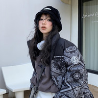波司登奥莱时尚运动短款立领男女同款潮流图腾羽绒服外套