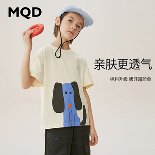 马骑顿（MQD）童装男女童虎年夏季卡通短袖T恤男女童圆领套头衫韩版潮 藏青 170cm