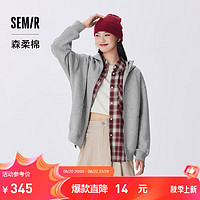 森马（Semir）森柔棉|外套女慵懒落肩2024秋连帽宽松夹克百搭 中花灰00510 175/96A/XXL