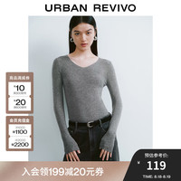 UR2024秋季新款女装简约基础百搭休闲修身V领针织衫UWB940008