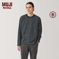 MUJI 無印良品 无印良品（MUJI） 男式 天竺织 圆领长袖T恤 男士打底衫男款  AB1MLA4A 黑色条纹 L 175/100A