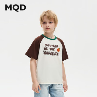 马骑顿（MQD）童装男大童24夏新款撞色插肩袖字母短袖T恤 咖啡 1