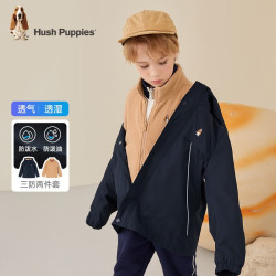 Hush Puppies 暇步士 童装男女童风衣可拆卸秋装儿童外套 藏蓝 150cm