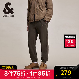 杰克·琼斯（JACK&JONES）秋季纯棉运动裤舒适时尚简约纯色潮流束脚裤针织裤休闲男裤长裤男 E09 巧克力棕色 165/76A/XS