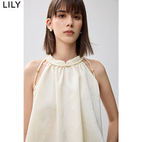 丽丽 LILY2024秋新款女装新中式优雅温柔气质无袖A字显瘦挂脖上衣背心 604米白