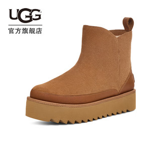 UGG 女士舒适时尚舒适厚底经典迷你休闲短靴 1166731 栗色 38