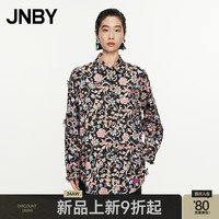 江南布衣 JNBY24秋衬衫棉质宽松印花5O8210350 090/黑色系多彩混杂色 M