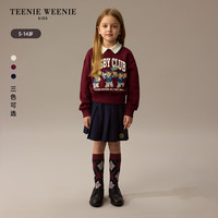 Teenie Weenie Kids小熊童装24秋冬女童甜美撞色翻领加绒卫衣 象牙白 140cm