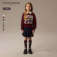 Teenie Weenie Kids小熊童装24秋冬女童甜美撞色翻领加绒卫衣 象牙白 140cm