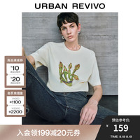 UR2024秋季新款女装休闲时髦创意印花宽松短袖T恤UWH440098 本白