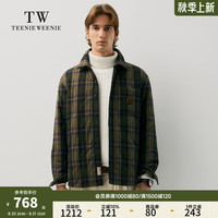 Teenie Weenie Men小熊男装棉服2024秋冬季休闲潮流衬衫领格纹棉衣外套 军绿色 1