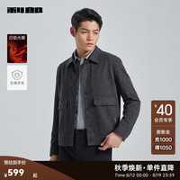 利郎(LILANZ)官方速热黑科技夹克男翻领保暖外套24秋季新款提花时尚男士外套 黑灰(G4QJK0021Y) 1