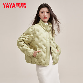 鸭鸭羽绒服鸭鸭（YAYA）羽绒服女短款2024年冬季立领防风舒适百搭保暖外套HY 豆绿色 160/84A(M)
