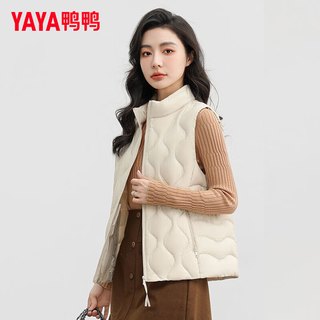 鸭鸭羽绒服鸭鸭（YAYA）羽绒马甲女短款2024年冬季时尚休闲简约立领百搭保暖马甲K 黑色 170/92A(XL)