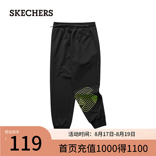 斯凯奇（Skechers）夏季男童中大童针织长裤舒适L323B050 碳黑/0018 4XL