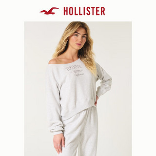 HOLLISTER24秋季美式辣妹露肩斜肩短款休闲卫衣女 KI352-4161 灰色 S (165/88A)