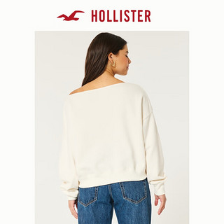 HOLLISTER24秋季美式辣妹露肩斜肩短款休闲卫衣女 KI352-4161 白色 XS (160/84A)