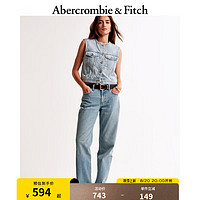 ABERCROMBIE & FITCH女装 24秋季时尚潮流复古低腰宽松牛仔裤KI155-4720 浅蓝色 30L (175/76A)长版