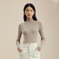 LIME FLARE莱茵针织衫长袖打底衫无缝针织套头衫显瘦百搭羊毛衫 燕麦牛奶色高领（TEC） L