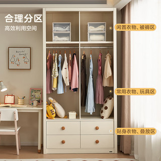 全友（QUANU）【迷瞪】660135糖盒儿童移门衣柜小户型奶油风衣服收纳顶柜 【米白】儿童推拉二门衣柜