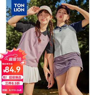 唐狮 TONLION2024女针织左胸图案撞色短袖poloTB 藏青 M
