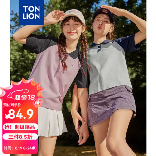 唐狮 TONLION2024女针织左胸图案撞色短袖poloTB 藏青 M