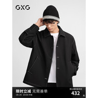GXG男装 明线设计衬衫式夹克外套男宽松潮流休闲夹克 24秋季 黑色 165/S