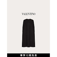 华伦天奴VALENTINO女士轻软羊绒和羊毛混纺斗篷 黑色 36