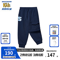 Skechers斯凯奇童装春秋男女童束脚针织长裤儿童小童休闲裤子L324K021 藏青色/002Z 120