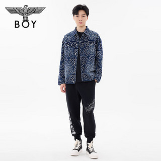 BOY LONDON24秋新品男女同款上衣三鹰标剪花牛仔印花设计时尚宽松外套N50011 蓝色