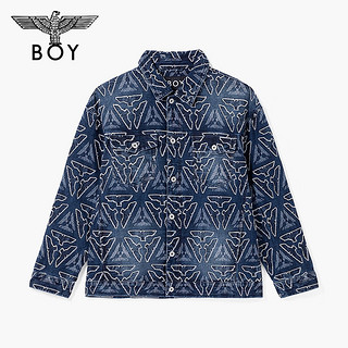 BOY LONDON24秋新品男女同款上衣三鹰标剪花牛仔印花设计时尚宽松外套N50011 蓝色