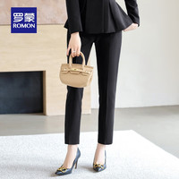 罗蒙女士正装裤2024秋季商务百搭休闲西裤时尚职业工装裤女 黑色 4XL