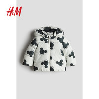 H&M2024秋季童装男婴女婴贴花棉服1232174 浅灰色/米奇老鼠 73/48