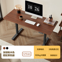 网易严选单电机电动升降桌电脑桌 工作台学习桌写字桌书桌办公桌电竞桌子 胡桃木色【1.2m*0.6m】