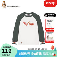 暇步士(Hush Puppies)童装儿童男女童2024春季弹力舒适时尚青春复古风长袖圆领衫 暗草绿 110cm