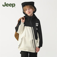 Jeep吉普童装儿童三防外套2024秋季百搭时尚男女童青少年户外夹克 黑色 160cm 【身高155-165】